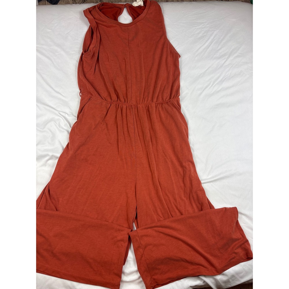 Betsey's Boutique Shop Rust Orange Sleeveless Wide Leg Jumpsuit Size XL
